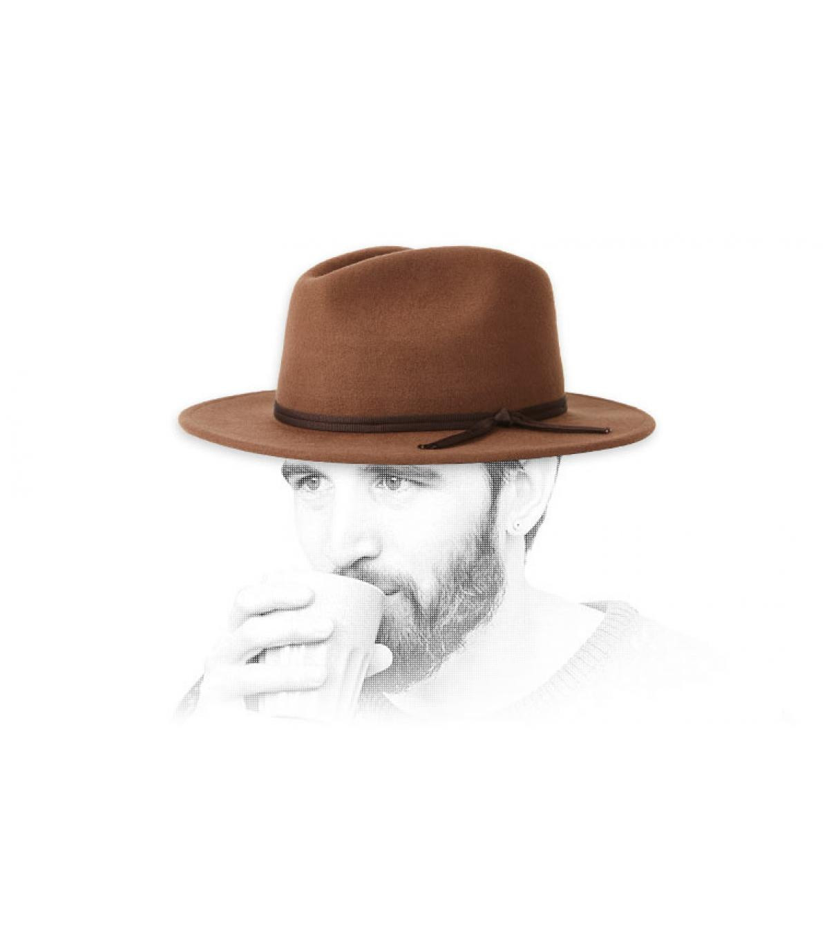 Brixton beige felt fedora Coleman dark tan